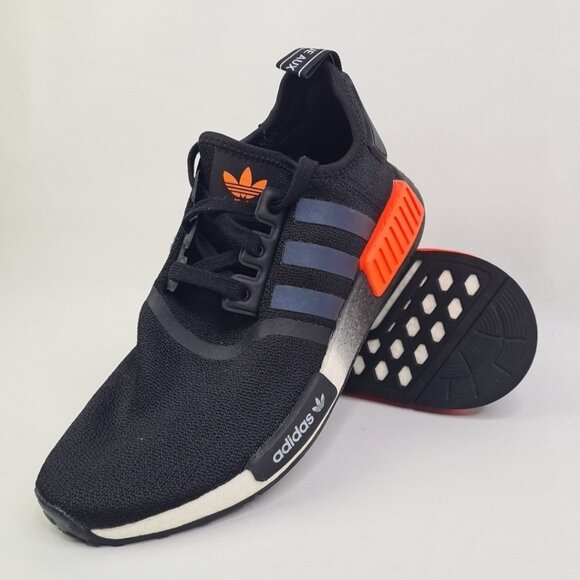 Adidas NMD R1 Black Solar Orange Iridescent Men Athletic Sneakers SZ 8 - Picture 6 of 9